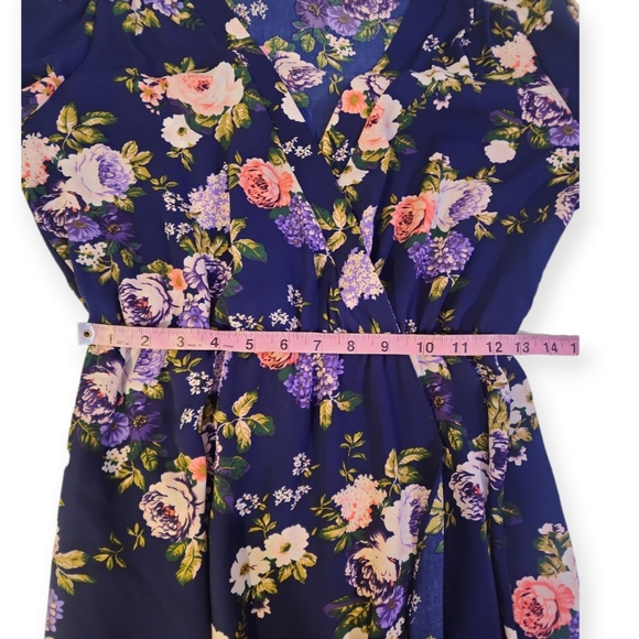 Honey Punch/Lulus That's A Wrap Navy Blue Floral Print Dress - Picture 7 of 8